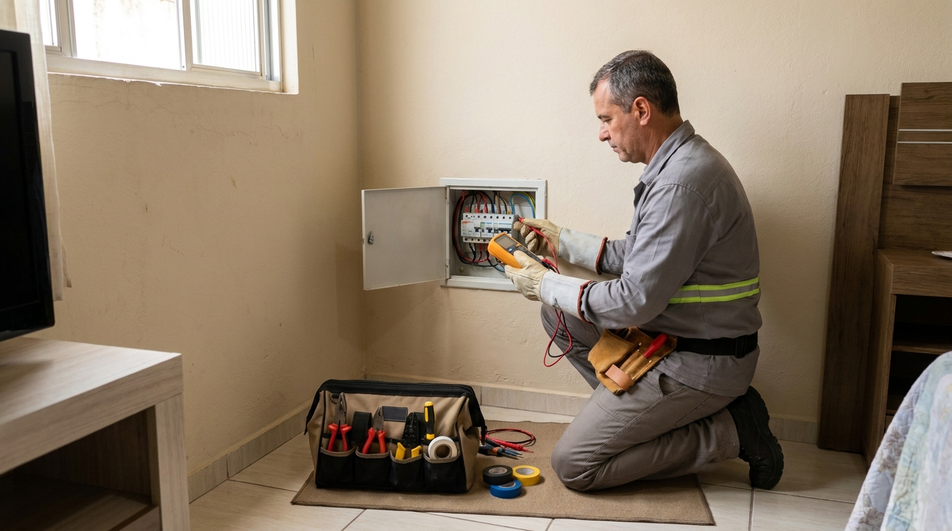 Eletricista trabalhando em Barueri‑SP